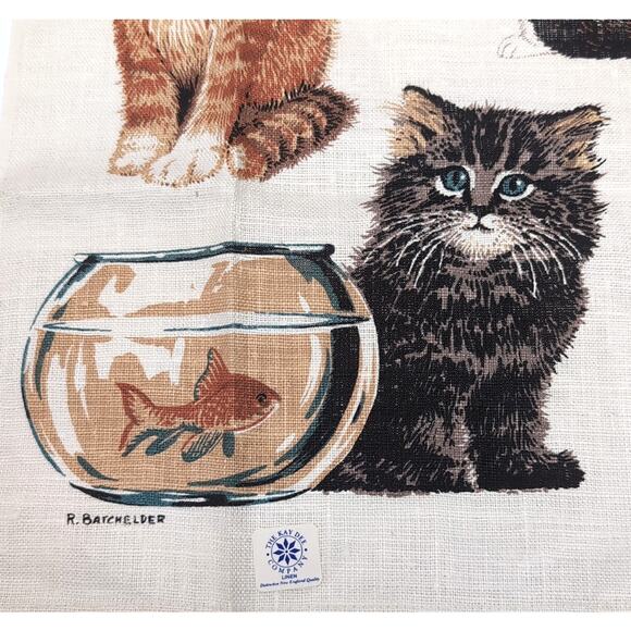 VTG Kay Dee Linen Kitchen Tea Towel Cats Kitten Breeds R. Batchelder Signed NWT - Picture 10 of 15
